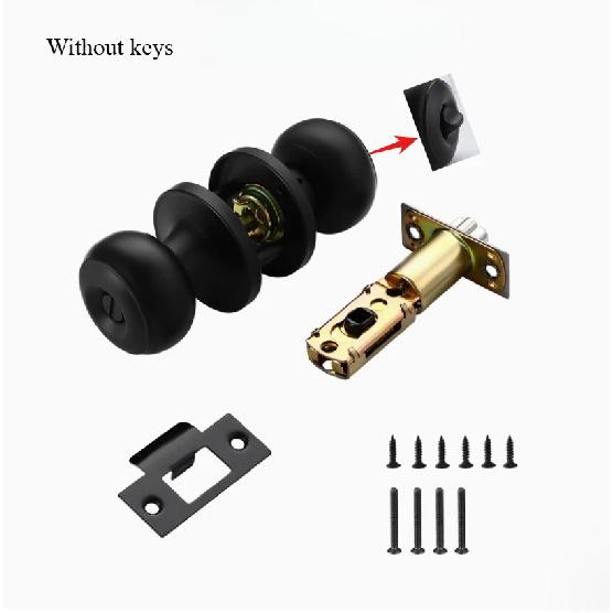 Stainless Steel Spherical Handle Lock Entrance Passage Keyless Door Lock Black Bathroom Door Lock Indoor Hardware Lockset