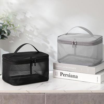 Fashion Transparent Mesh Travel Cosmetic Storage Bag Toiletry Bag Large Capacity Women's Make Up Organizer Bag