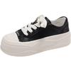 Leather thick-soled casual little white shoes women's spring new round head lace-up versatile soft-soled heightening board shoes