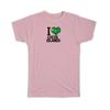 Gift T-Shirt : I Love Cocos Islands Flag Heart Country Crest Expat