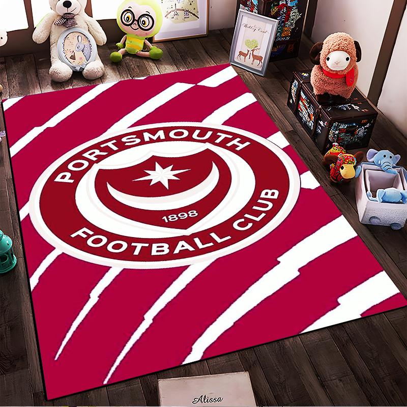 Portsmouth FC Logo Teppich Design Rutschfester Teppich geeignet für Wohnzimmer- und Schlafzimmer-Sofas.
