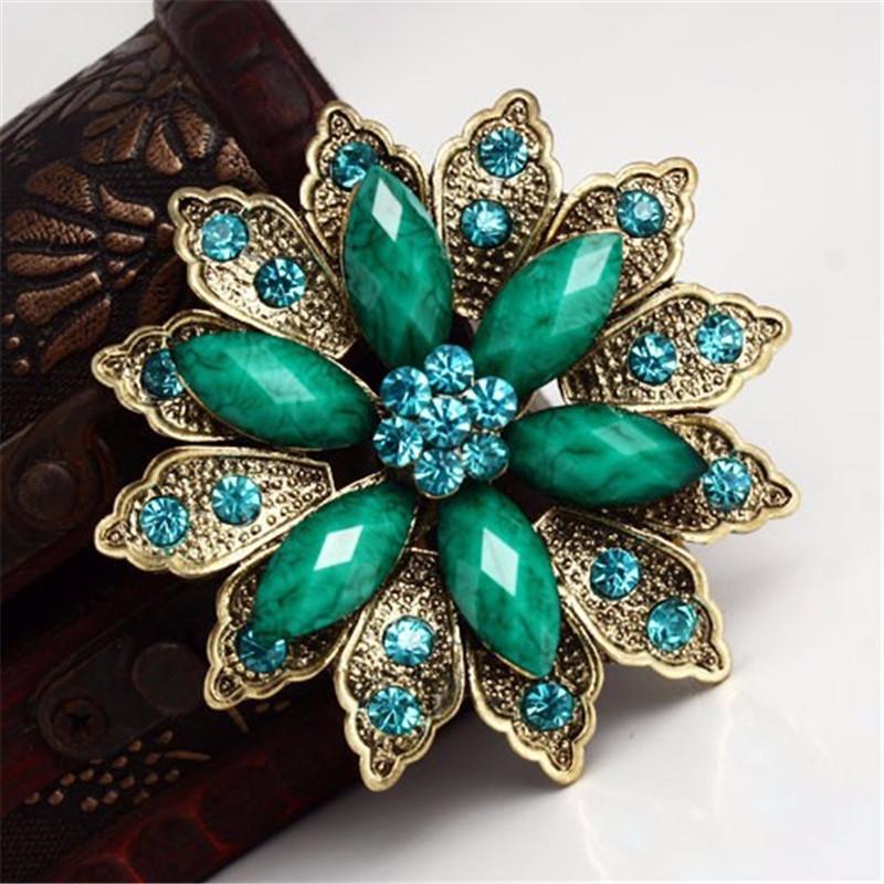DIEZI  Bouquet Brooch Jewelry For Women Wedding Vintage Resin Flower Bride Brooch Pins Rhinestone Crystal Brooch