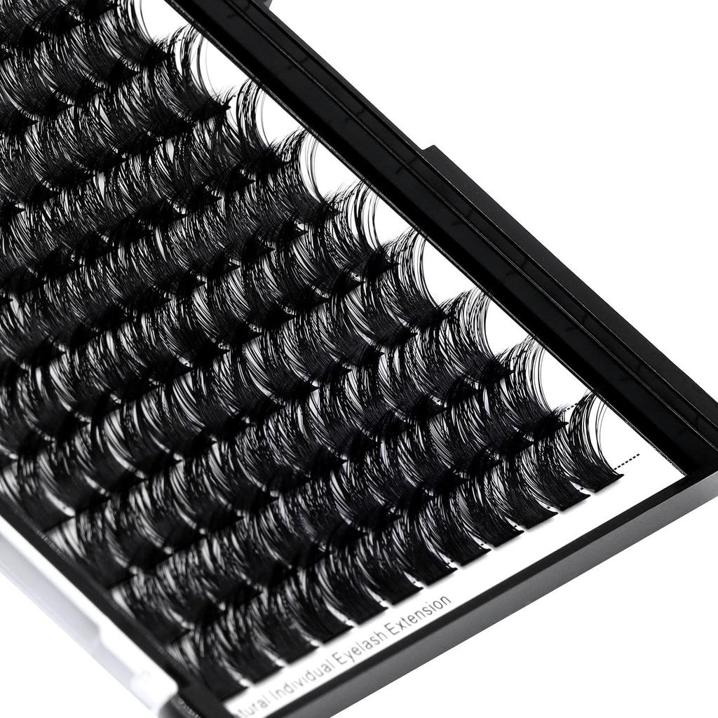 Large Tray-Grafted Wide Rod Individual False Eyelashes Thick Base 120 Cluster D Curly Hair Naturally Dense Eyelashes 8-20 Mm Optional (14 Mm)