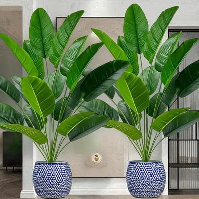 2pcs Realistic Artificial Banana Plants, Outdoor Artificial Green Plant, Home Decoration, Outdoor Simulated Green Plant Decoration - No Flower Pot