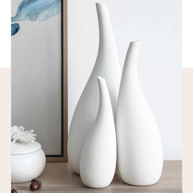 Modern Minimalist White Ceramic Vase - Decorative for Dried Flowers & Table Decor