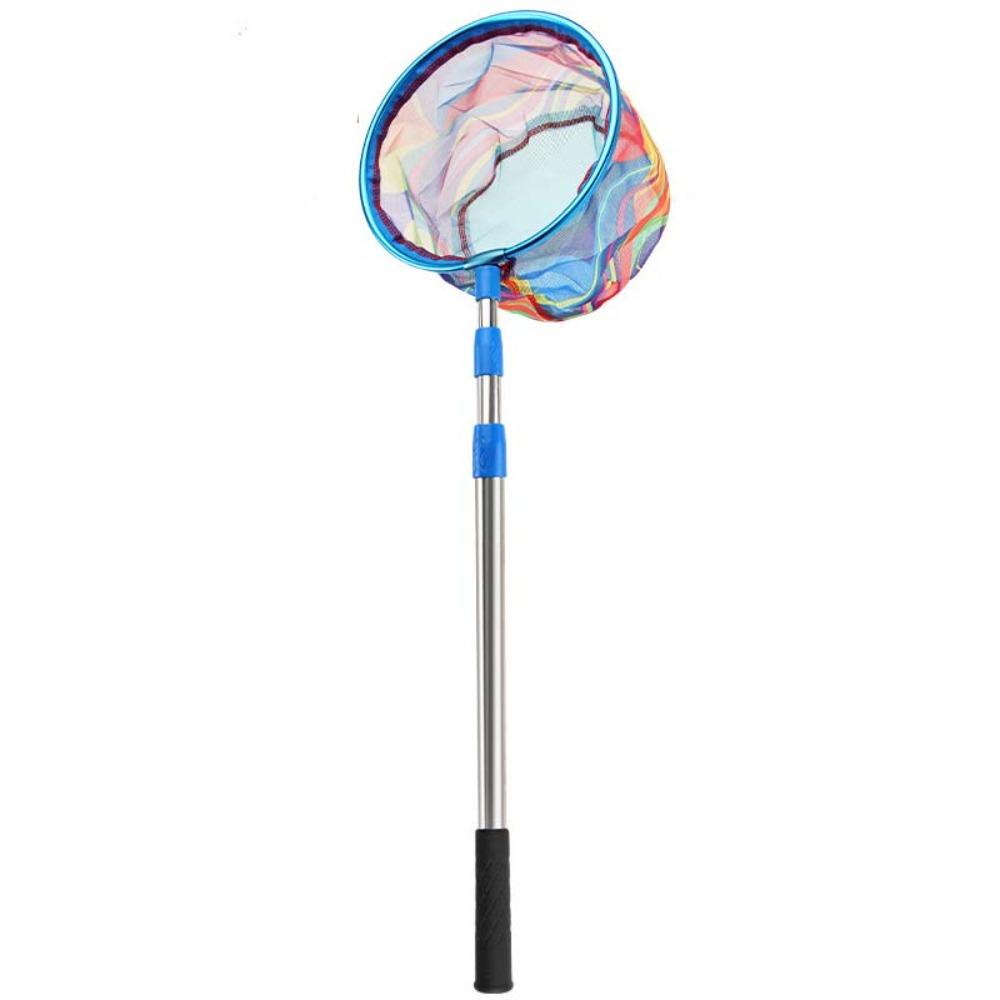 Non-Slip Handle Pocket Fish Dip Net Retractable Design Butterfly Nets  Outdoor Swimming 1.2m синий