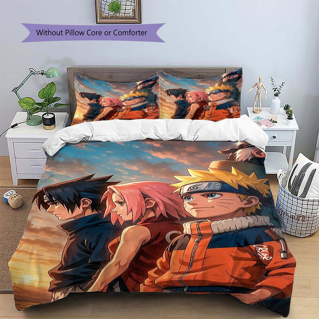 Naruto Uzumaki Patterned Pillowcase & Duvet Cover Set Anime Art Printed Bedding for Bedroom Decoration Best Gift Choice.-TING