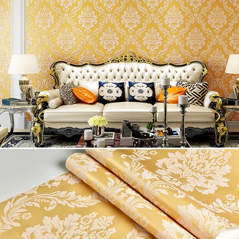 10M Luxury European Style Non-woven Wallpaper TV Background Decor Classic 3D Embossed Paper Wall Roll Wallcovering Upholstery