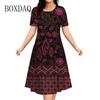 Vintage Ethnic 3D Print Dresses Summer Women O-Neck Short Sleeve Casual Loose A-Line Dress  Fashion Plus Size 6XL Retro Clothes