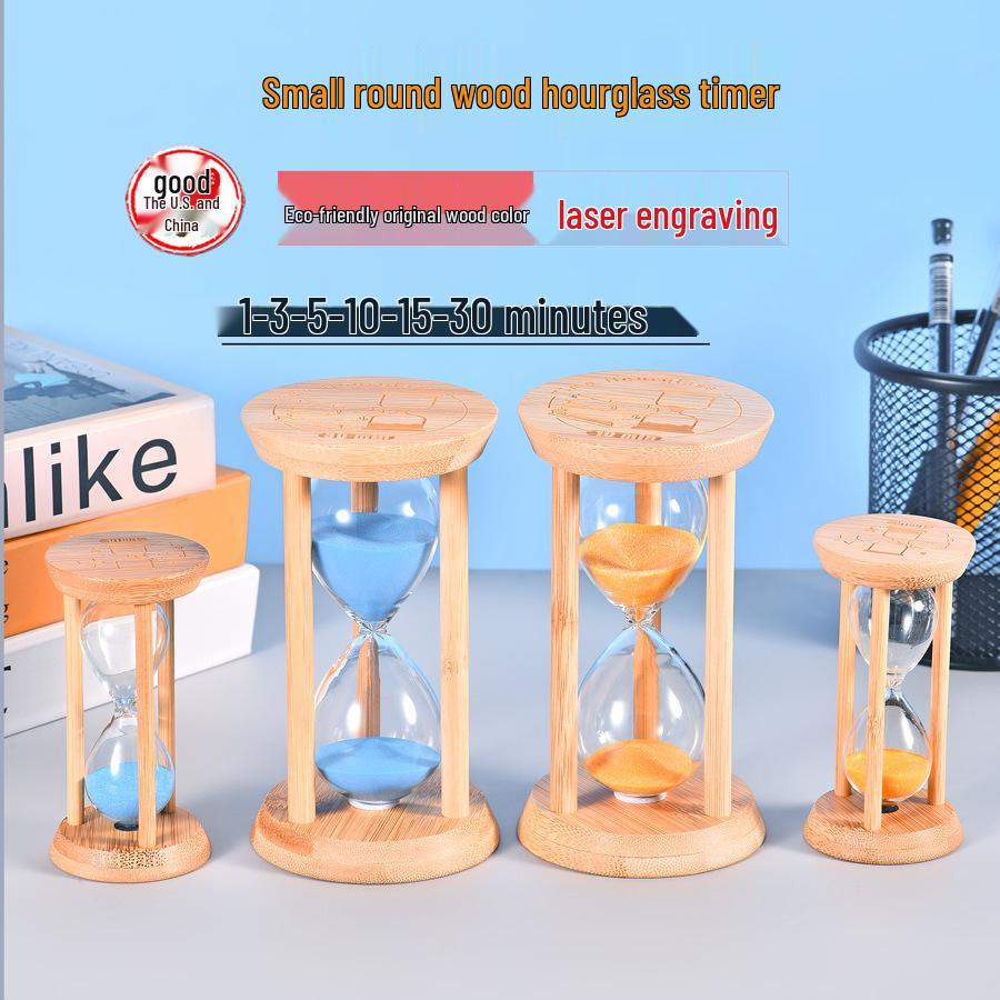 Clessidra Timer Resistente per Bambini: Ornamento rotondo in legno 1-30 Min