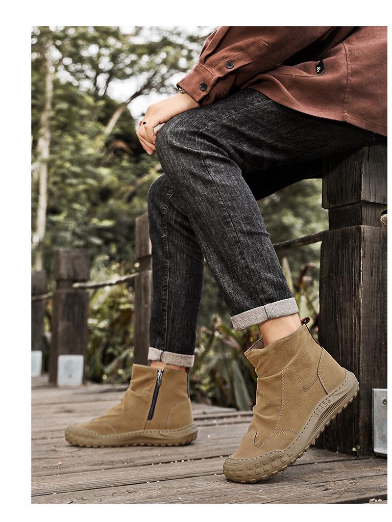 Men's High-Top Martin Boots: Breathable, Non-Slip, Trendy Workwear Shoes for Autumn