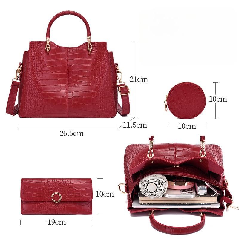 New Crocodile-patterned Women's Handbag, European and American Retro Style, Handbag, Shoulder Bag, Crossbody Bag, High-end Feel