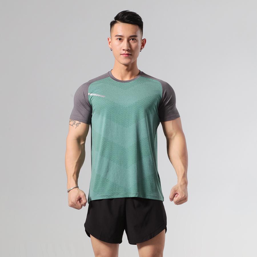 (47-98KG)Men's Quick Dry Sport T-shirt Elastic Tights Breathable Workout Fitness Tops Running Hiking Gym Clothing Shirt