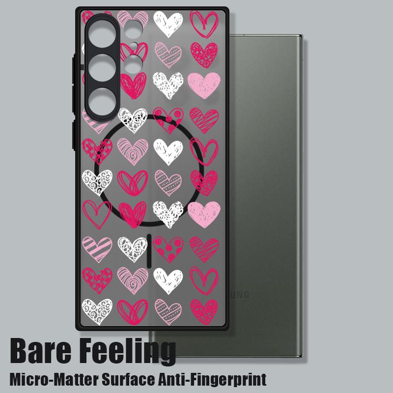 Love Hearts Pattern Clear Case For Samsung Galaxy S25 S23 S24 Ultra S22 Plus S24 S21 S20 FE Magnetic For Magsafe PC Phone Cover