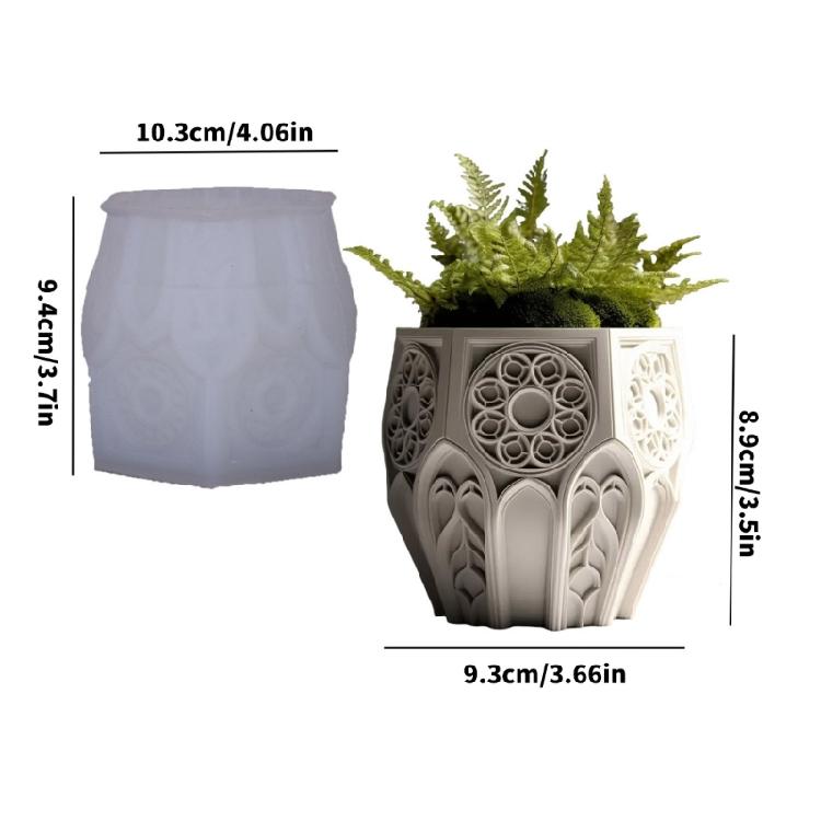 Silicone Church Window Mold Reusable Craft Tool For Resin Planter Jewelry ContainerDetailed Emboss Design Easy Demolding
