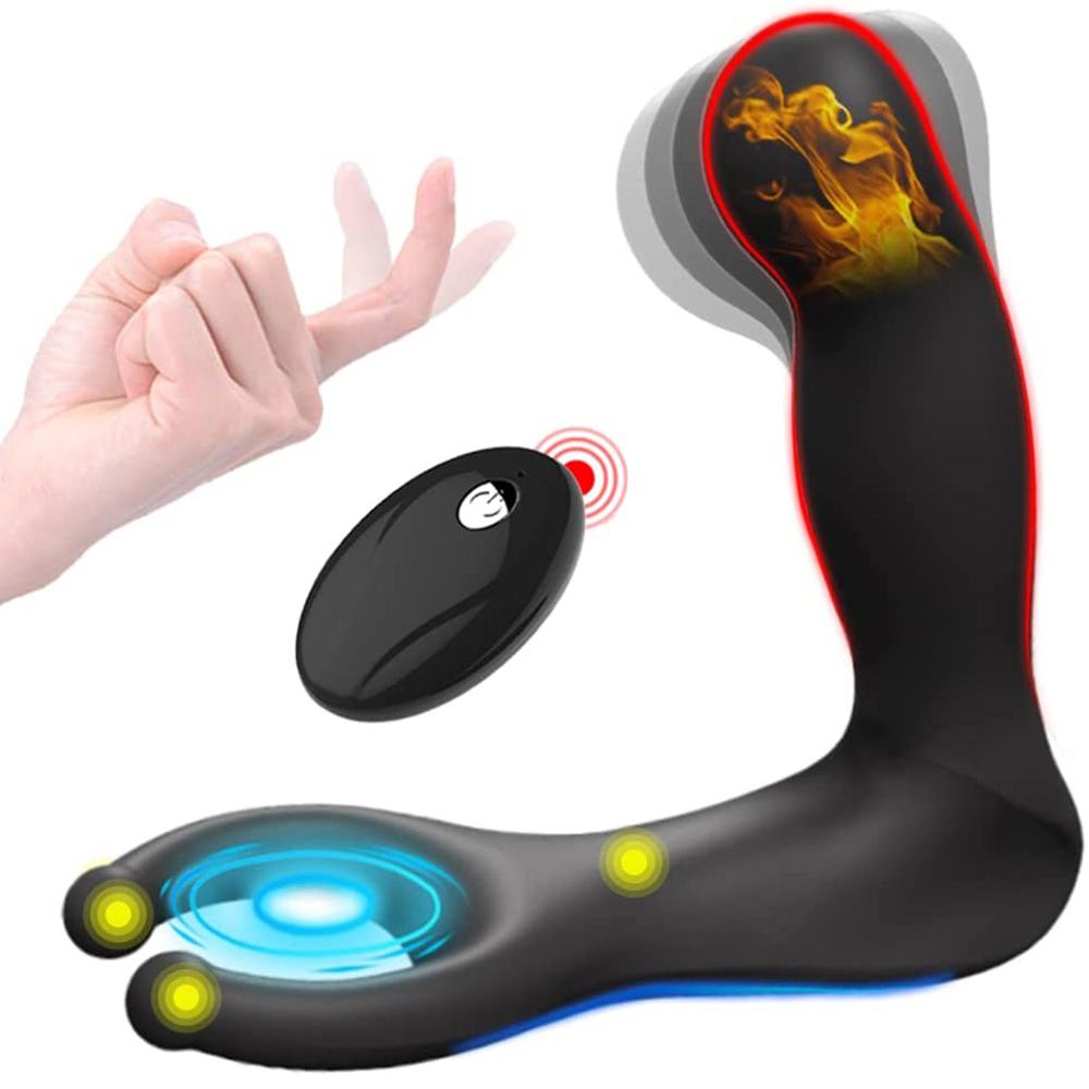 10 Mode Vibration Men Wireless Remote Control Prostate Massager Testis Stimulator Heating Wiggles Anal Plug Vibrator Sex Toys