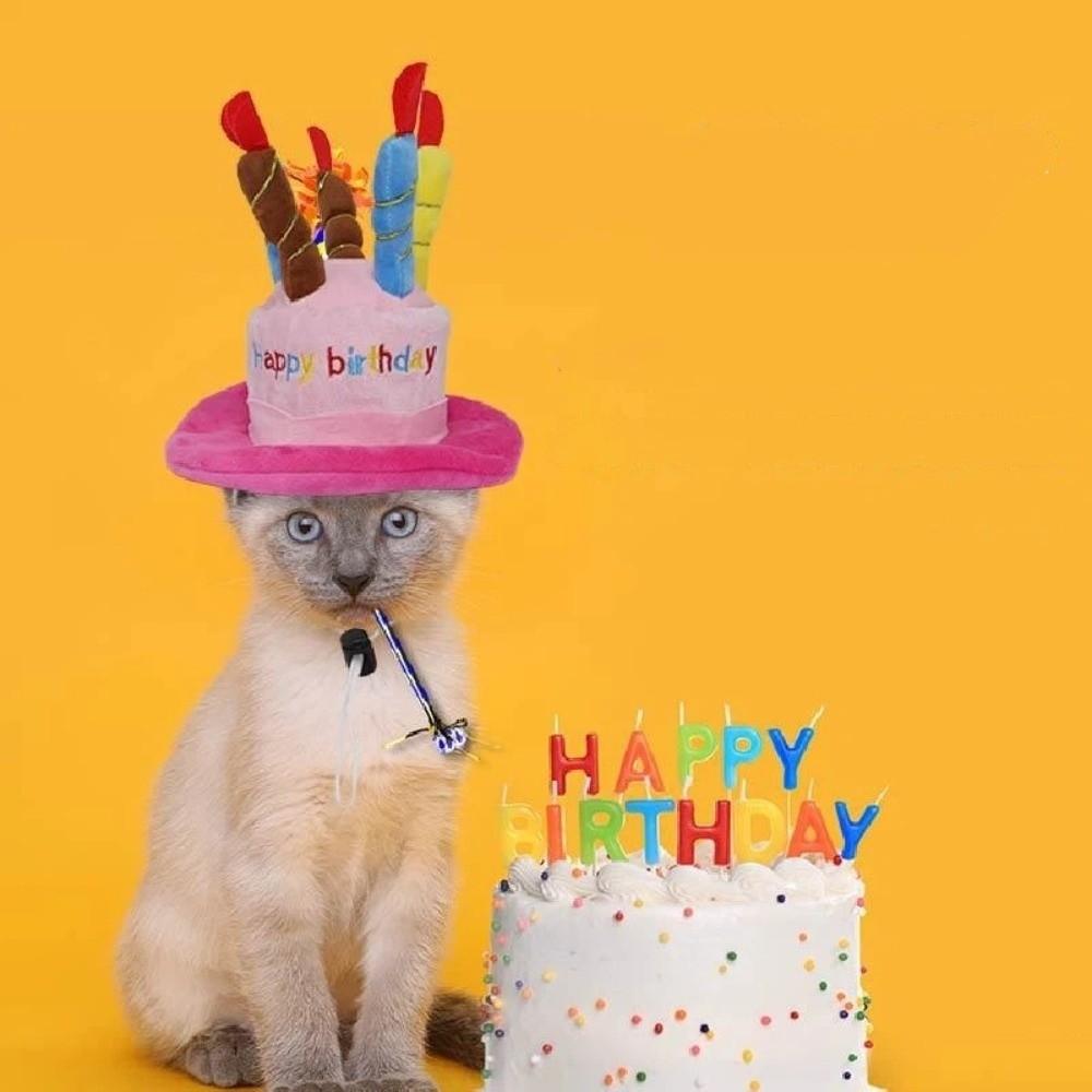 Pet Cosplaying Cute Pet Birthday Hat Adjustable Colorful Dog Party Hat Breathable Soft Cat Party Costume Birthday Celebration