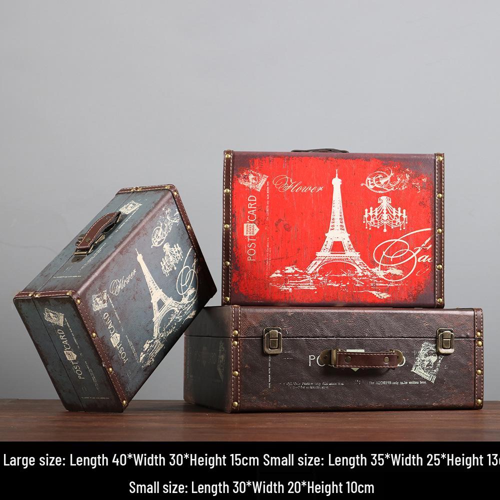 European Retro Leather Storage Box - Handbag, Clothes, and Travel Photography Prop Organizer