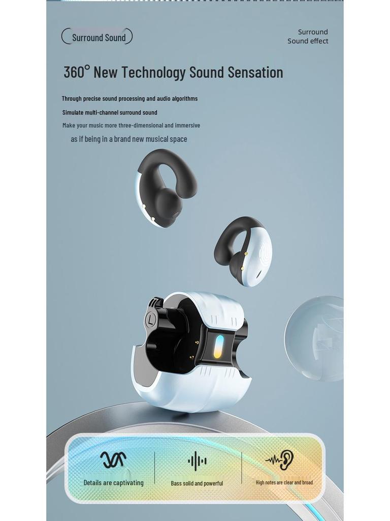 AS-01 Wireless Bluetooth Sport Ear Clip Headphones - Long Battery Life
