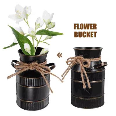 European Style Multiple Colors Desktop Iron DIY Floral Art Retro Flower Holder Vase Ornament Crafts Decorative Bowknot Decoration