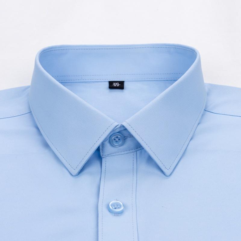 Men Formal Shirt Long Sleeve Office Solid Color Anti-Wrinkle Long Sleeve Shirt Men Casual Fashion Business Office White Shirt