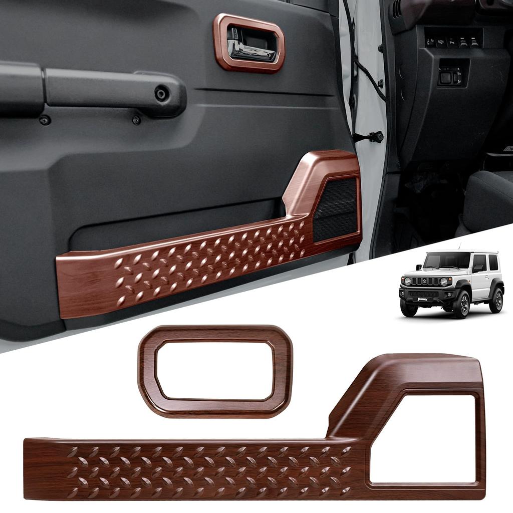 AMWMORV New Jimny JB64 Wood Grain Interior Jimny Sierra JB74 Series Car Handle Door Kick Interior Custom Parts Decoration, Set, Plates, Panels,
