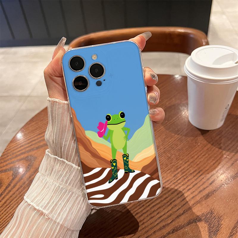 

Cute Frog Phone Case for iPhone 17 Air 16 15 14 13 12 11 Pro Max Plus Mini Xs X 8 7 Soft Transparent Cover Fundas Accessory iPhone 13Mini