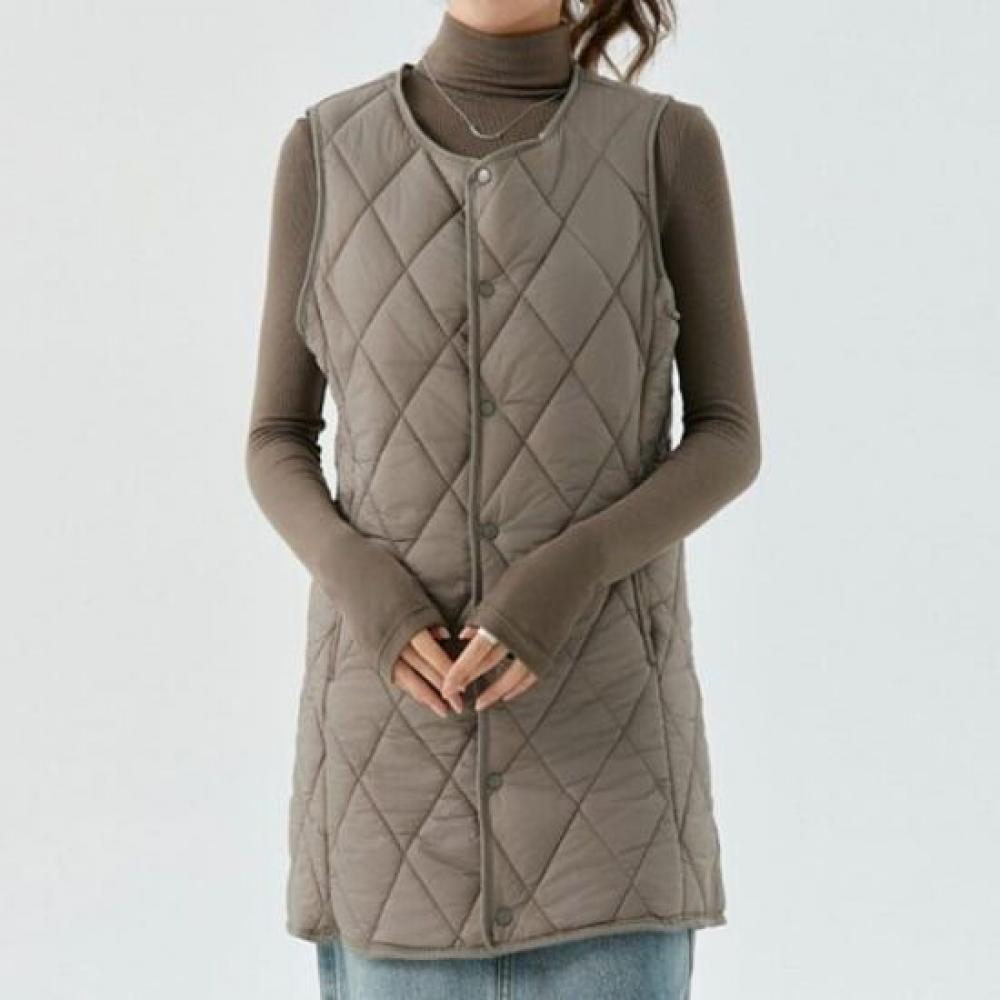 Navava Fleece Lined Diamond Quilted Lightweight Long Vest Nc466