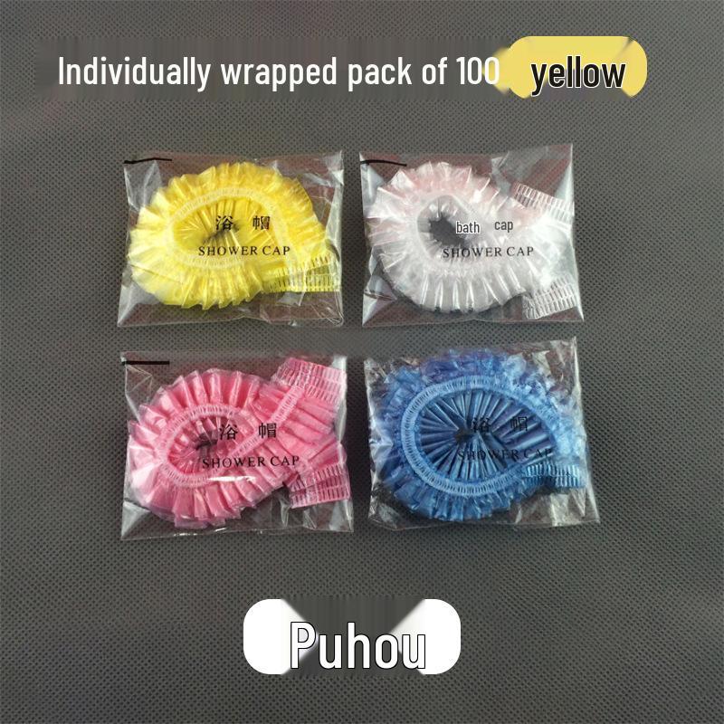 Hochdruck Einweg-Duschhaube - Transparent gestreiftes dickes PE-Plastik für Salon- & Hotelgebrauch