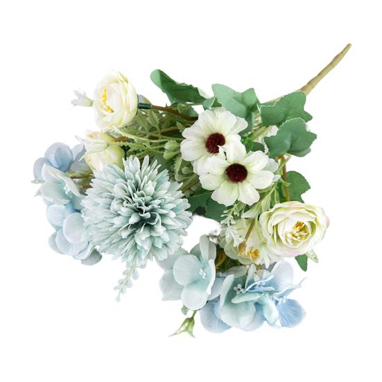 

Искусственный смешанный цветок, реалистичный плетение чайной розы, хризантемы, шелковый поддельный букет для свадьбы зелёный