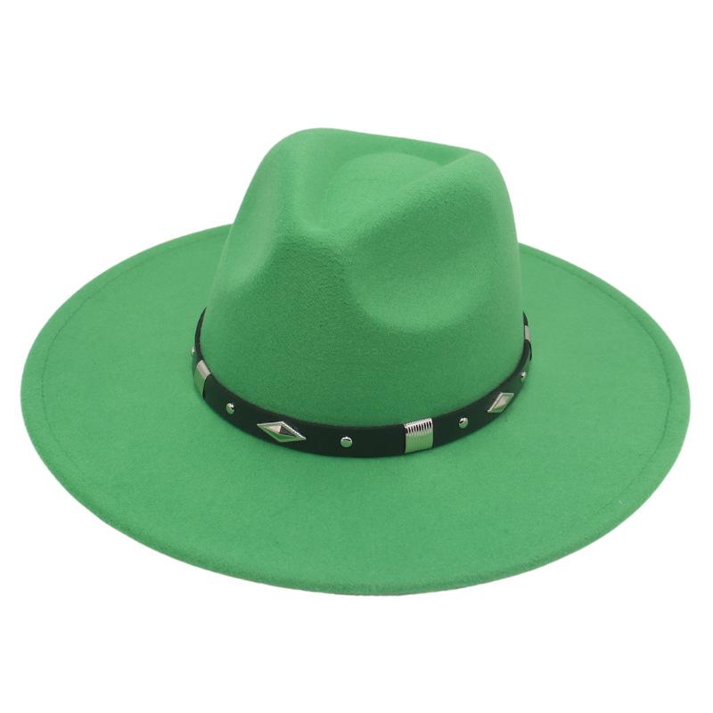 Big Brim Rhombus Metal Belt Accessories Jazz Hat Men'S And Women'S British Style Top Hat