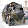 Skeleton Fairy, Fantasy Art Theme Automatic Open/Close Umbrella, Portable 3 Fold Compact Umbrella for Men & Women, Valentine's Day Mother's Day Gift