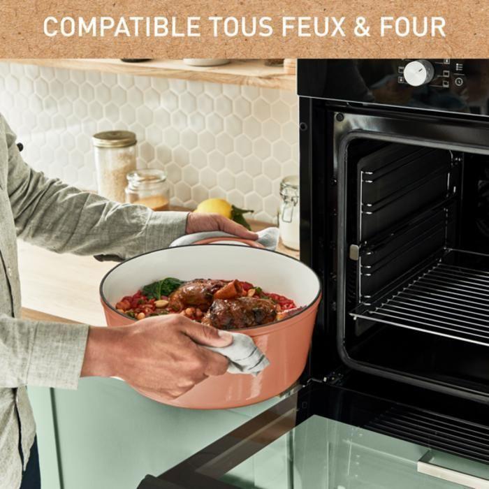 Tefal cocotte en fonte terracotta 29 cm, induction + four, robuste, eco-design, ebook de recettes saines inclus, lov e2600504