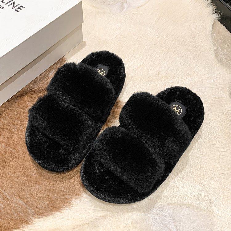 Real Rabbit Hair Thick Bottom Fluffy Slippers Women Wear 2025 New Autumn and Winter Internet Celebrity Fluffy Premium Cotton Slippers
