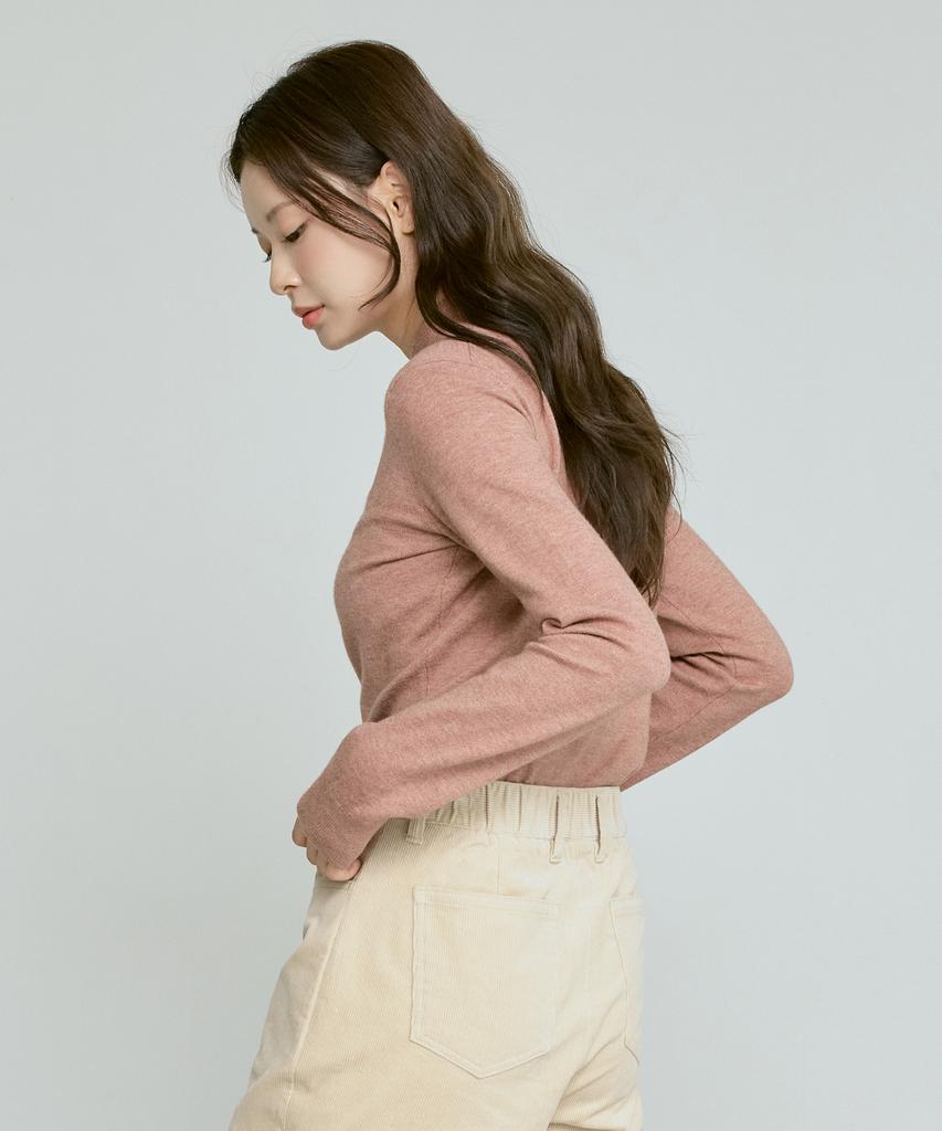 210EDIT Women'S Cashmere Blended Mock Turtleneck Knit [Melan Coral]_Zz4Sw011
