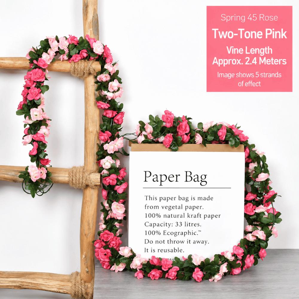 Green Leaves Included Artificial Rose Vine 2.4m Length Rose Flower Vine Party Decoration