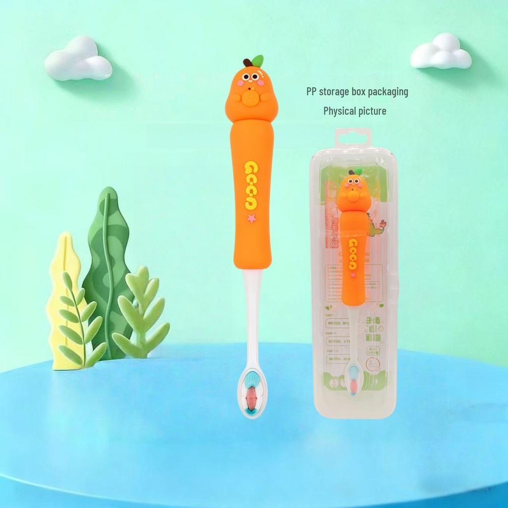 Children's Cartoon Dinosaur Toothbrush, Ages 3-12, with Cute Non-slip Handle & Soft Bristles for Gentle Oral Care