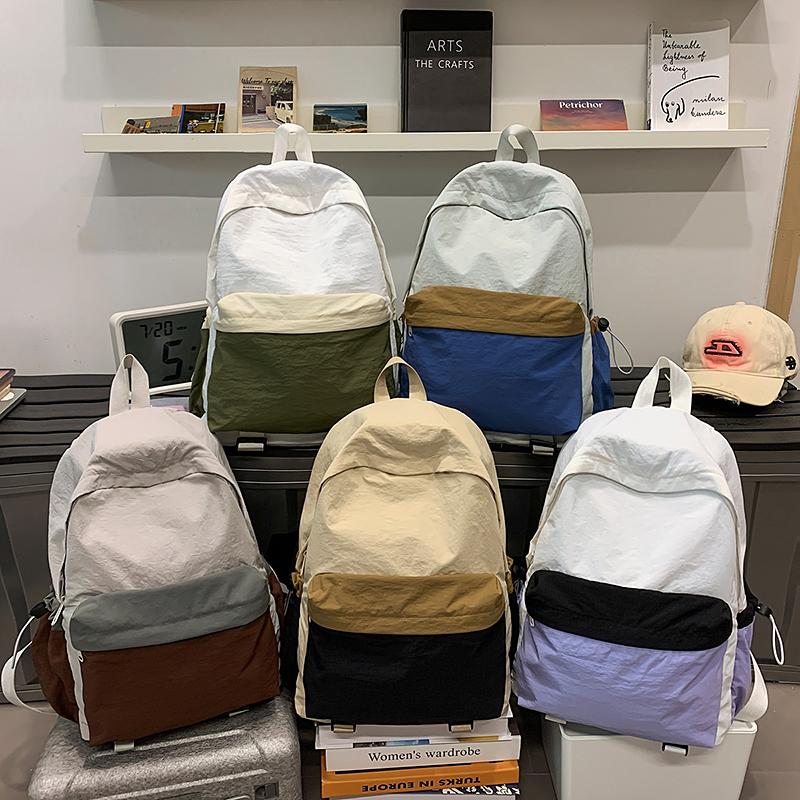 Lightweight Color Block Sports Backpack Large Capacity Student Schoolbag