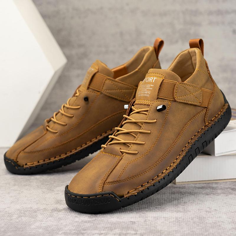 Fashion New Handmade Leather Men Shoes Casual Slip On Loafers Breathable Leather Shoes Men Flats Fashion Moccasins Tooling Shoes