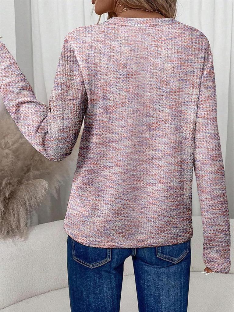 2025 Spring/Autumn Women's V-Neck Long Sleeve Pullover Top - Fashionable & Versatile