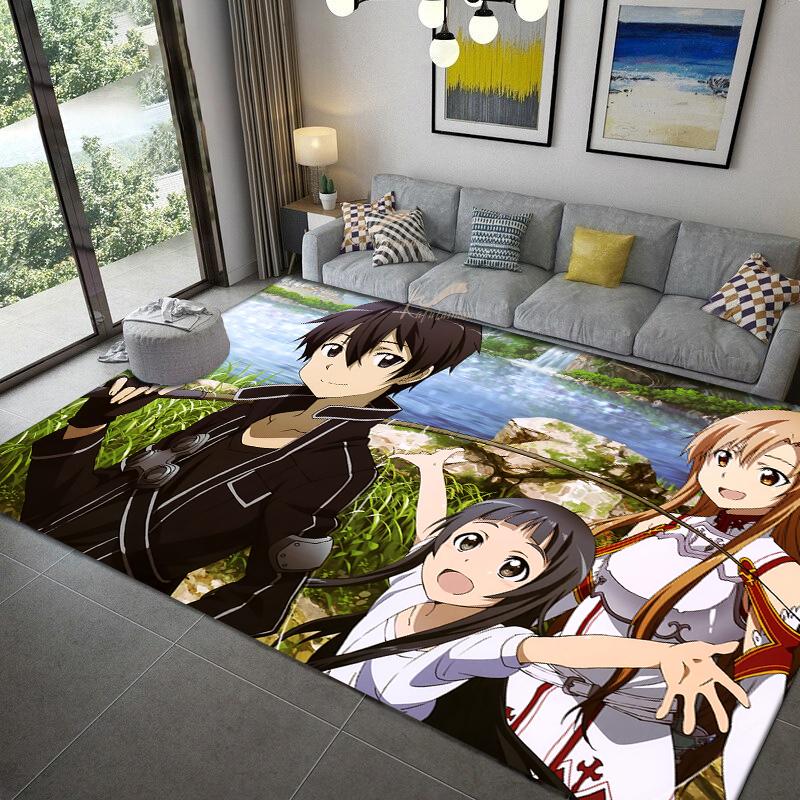 Sword Art Online anime Dywan wielorozmiarowy Dywan do salonu sypialni pokoju dziecięcego Dekoracja domu Dywanik podłogowy Mata antypoślizgowa Mata pod kanapę
