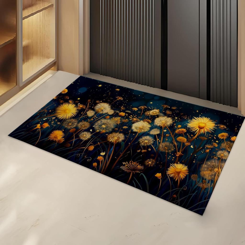 Vintage Animal Print Carpet Mat Decoration Living Room Bedroom Door Entrance Door Mat Washable Floor Mat Sunflower Pattern