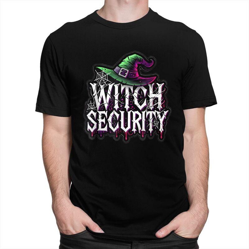 Custom Trendy Witch Security Halloween Joke T Shirt Men Short Sleeve Pure Cotton Tshirt Leisure Tee Tops Streetwear Tshirt