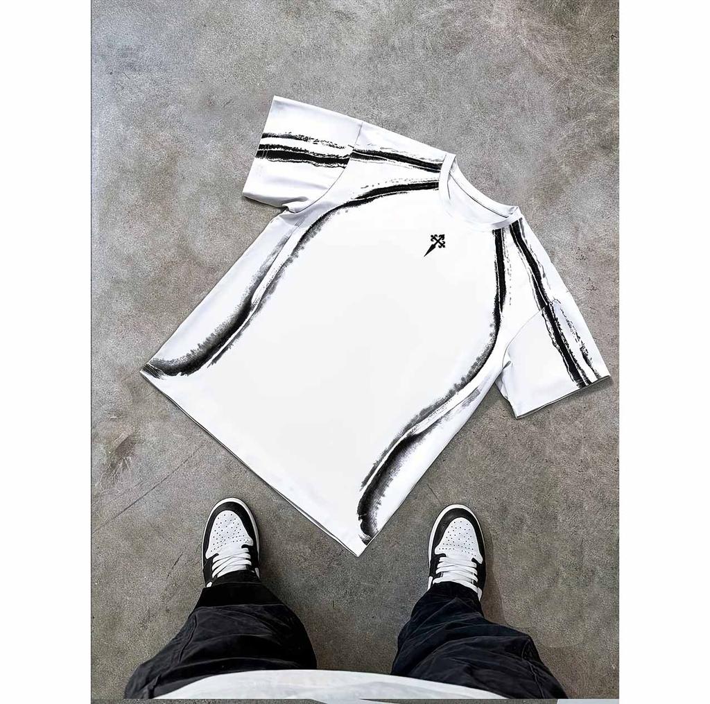 Men's casual print short sleeve crew neck T-shirt for casual outing, machine washable but not dry cl