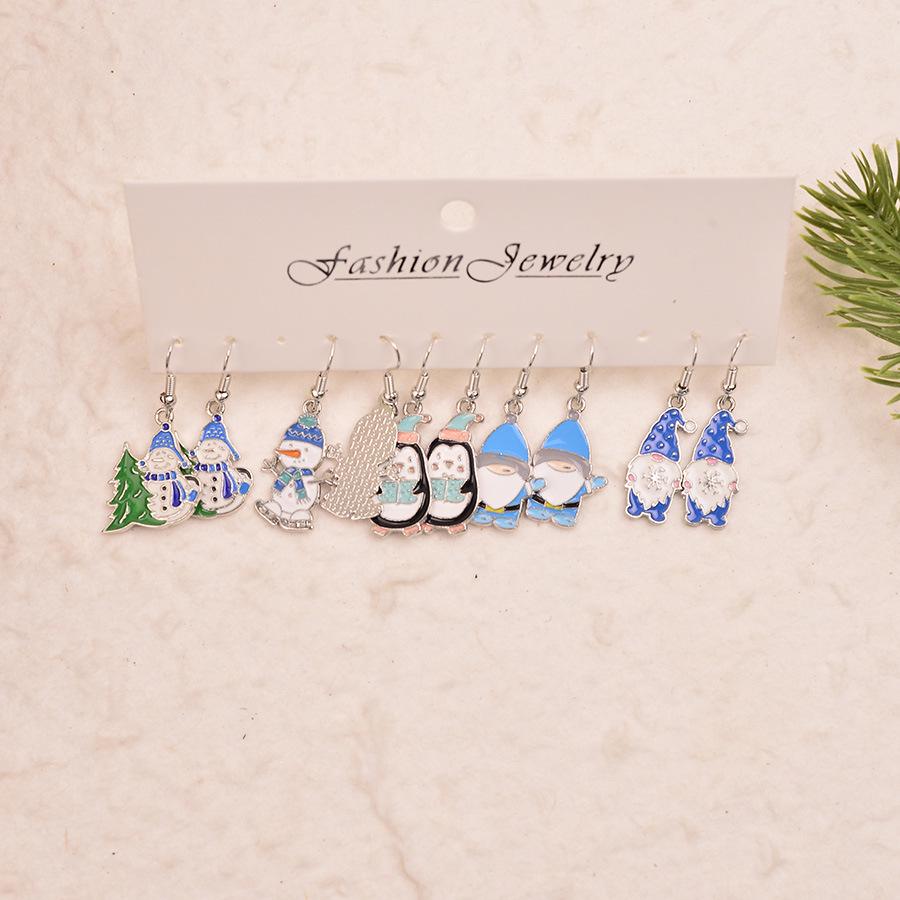 Penguin & Snowman Christmas Earrings - Cute Cartoon Santa Pendant Jewelry