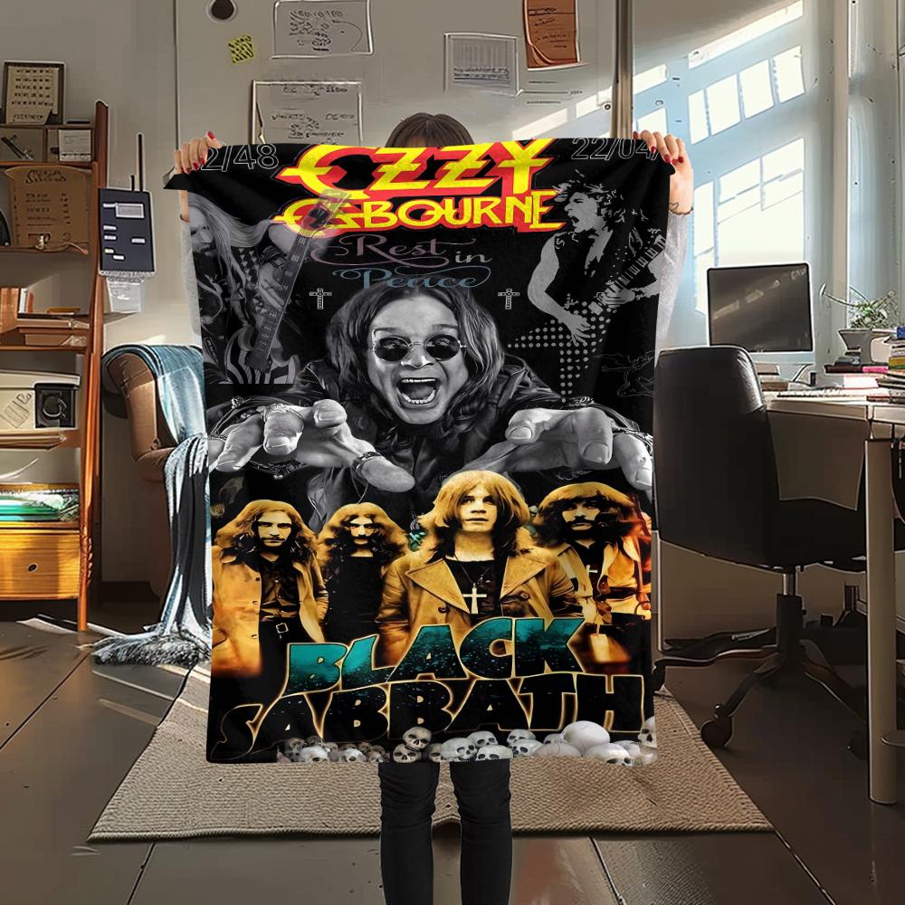 

1Pc Ozzy Osbourne Print Flannel Blanket, High quality Comfortable for All Seasons, Home Decor, Warmth and Comfort, Perfect for Gifts 80cm x 120cm