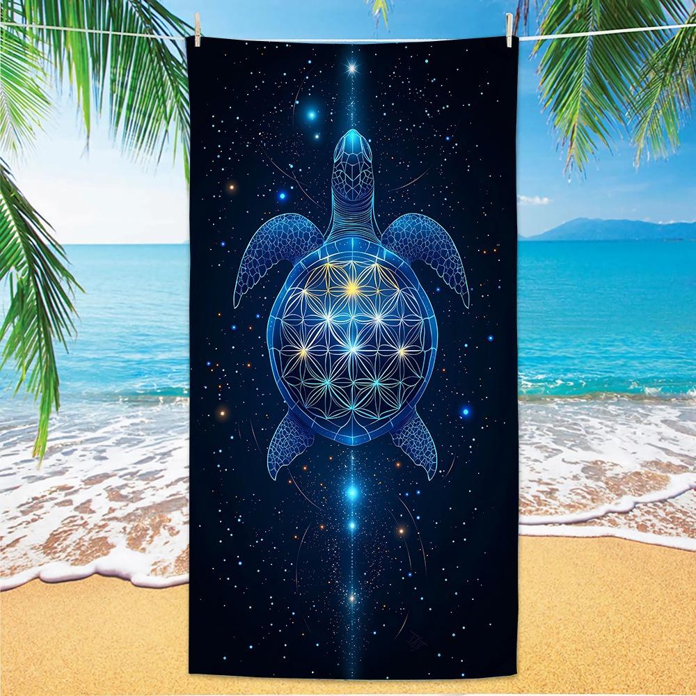 3D Hai Schildkröte Schnelltrocknendes Handtuch, Meeresleben Mikrofaser Strandtuch, Saugfähiges Schwimmbad Handtuch Geschenk Teenager Kinder