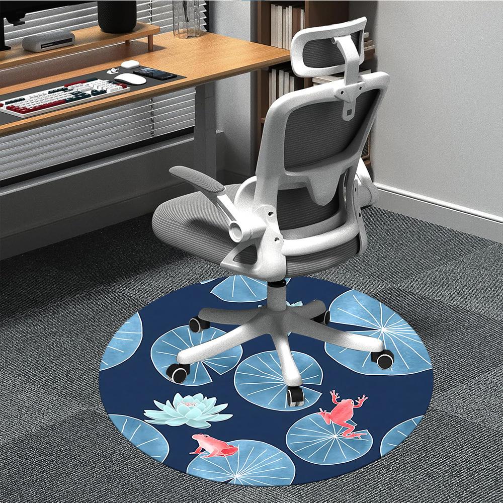 1pc Frog Lily Office Round Area Rug, Under Office Chairs Bedroom Living Room Home Decor, Room Deco, Available in Various Sizes