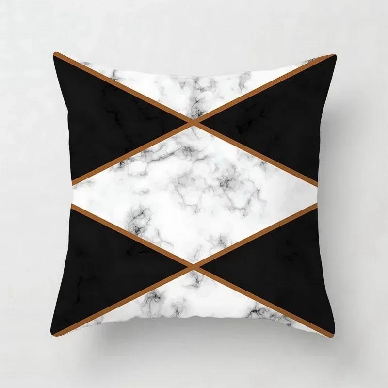 Pink Geometric Abstract Decorative Pillows Case Marble Pattern Flower Designer White and Black Grey Cheap Cushion Cover 45*45 Cm