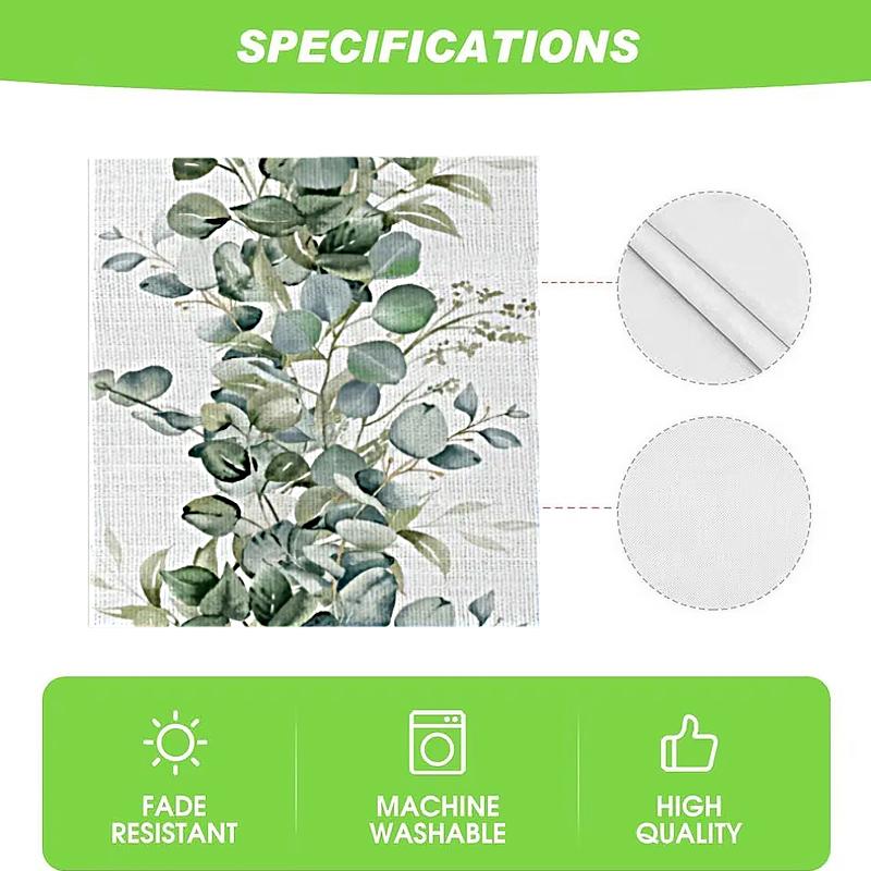 1PC Eucalyptus Leaves Spring Summer Linen Rectangular Table Runner Home Party Decor Green Plant Design